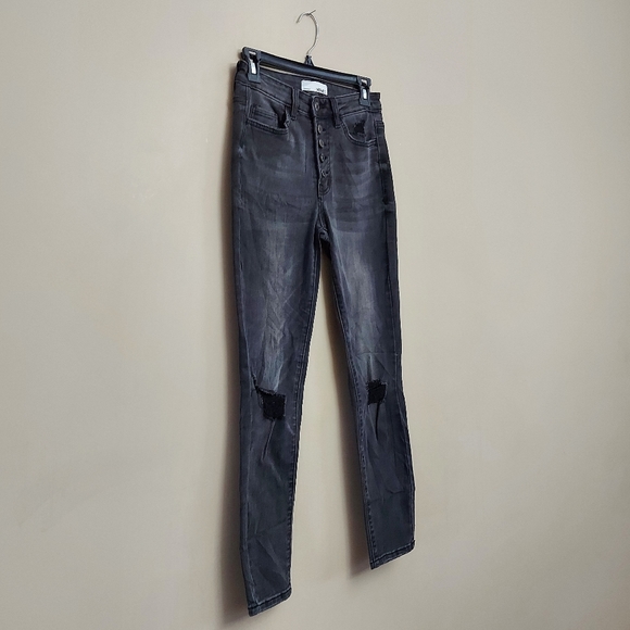 Vervet high rise distressed exposed button fly ankle skinny jeans size 26 - Picture 13 of 16